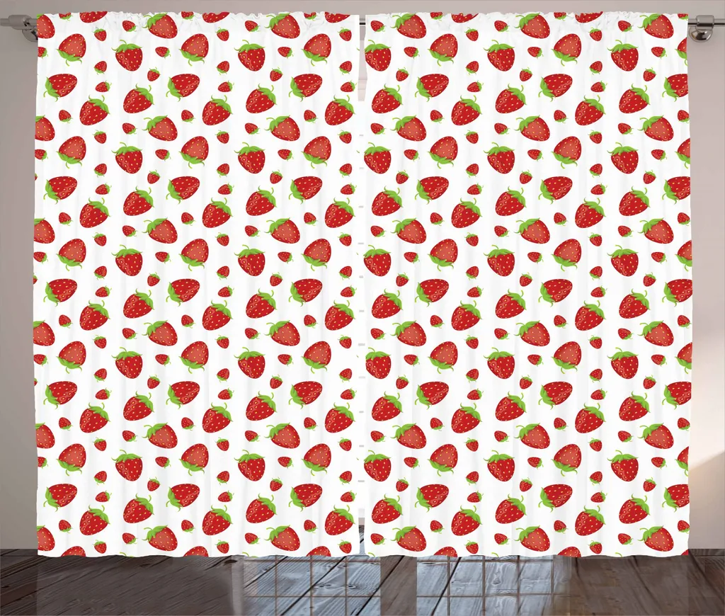 Tenda Decorativa Deliziose Fragole ABAKUHAUS Verde Lime 280x245 cm