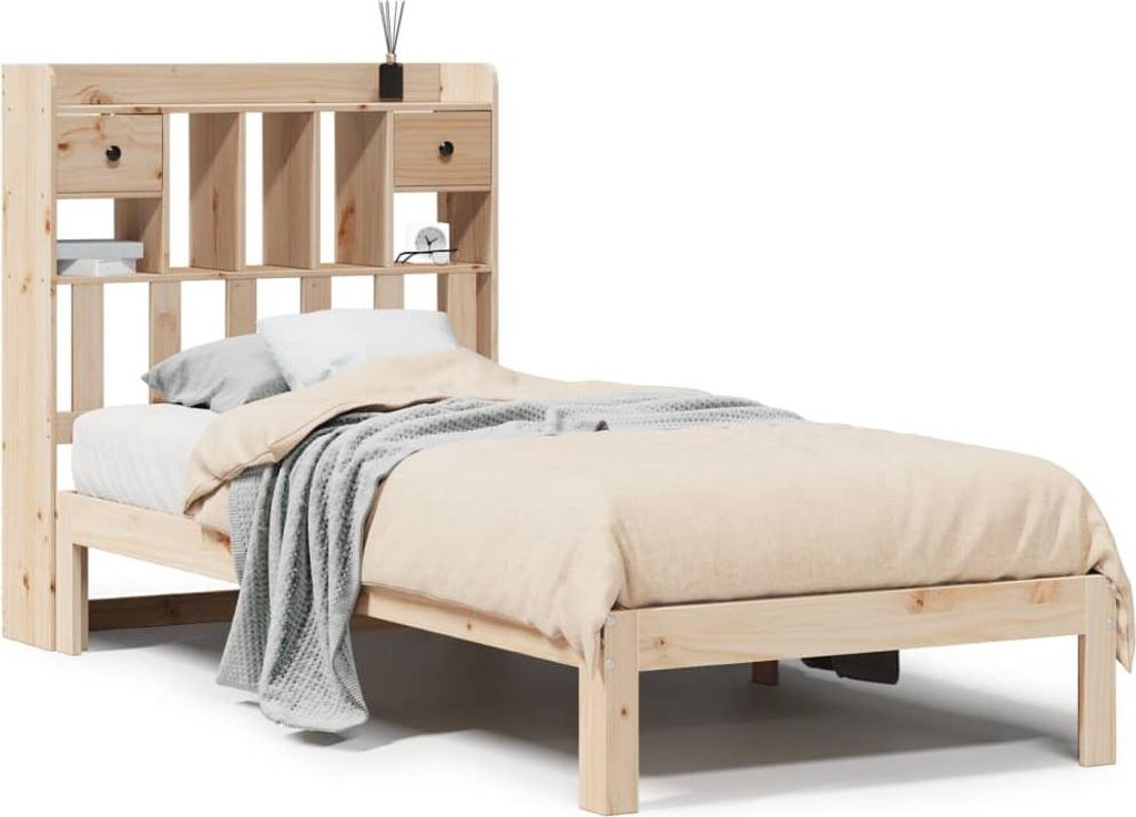 vidaXL Massivholzbett mit Regal ohne Matratze 90x200 cm Kiefer