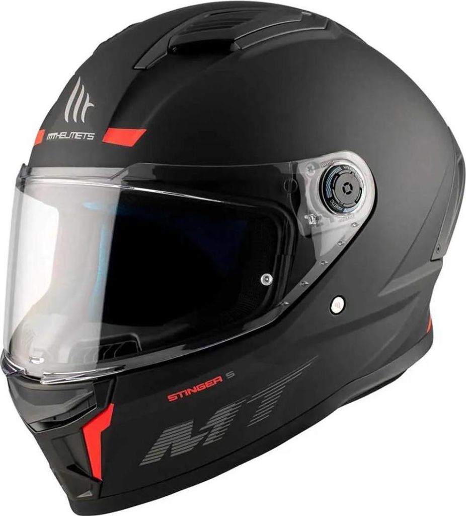 MT Helmets Integralhelm Stinger 2 Solid Größe: M, mattschwarz / rot ECE 22.06