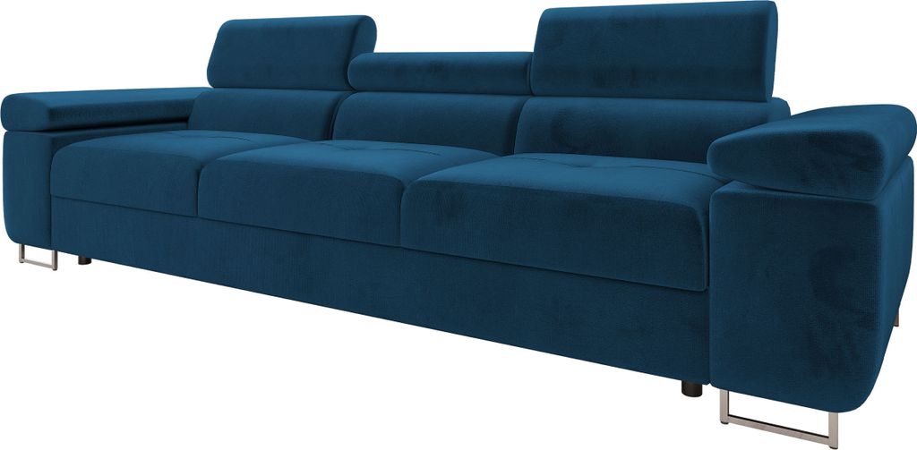 MIRJAN24 Sofa Torezio 3, Couch mit Einstellbare Kopfstützen, 3-Sitzer, Wohnzimmer, 263x102x70-90 cm (Farbe: Manila 26)