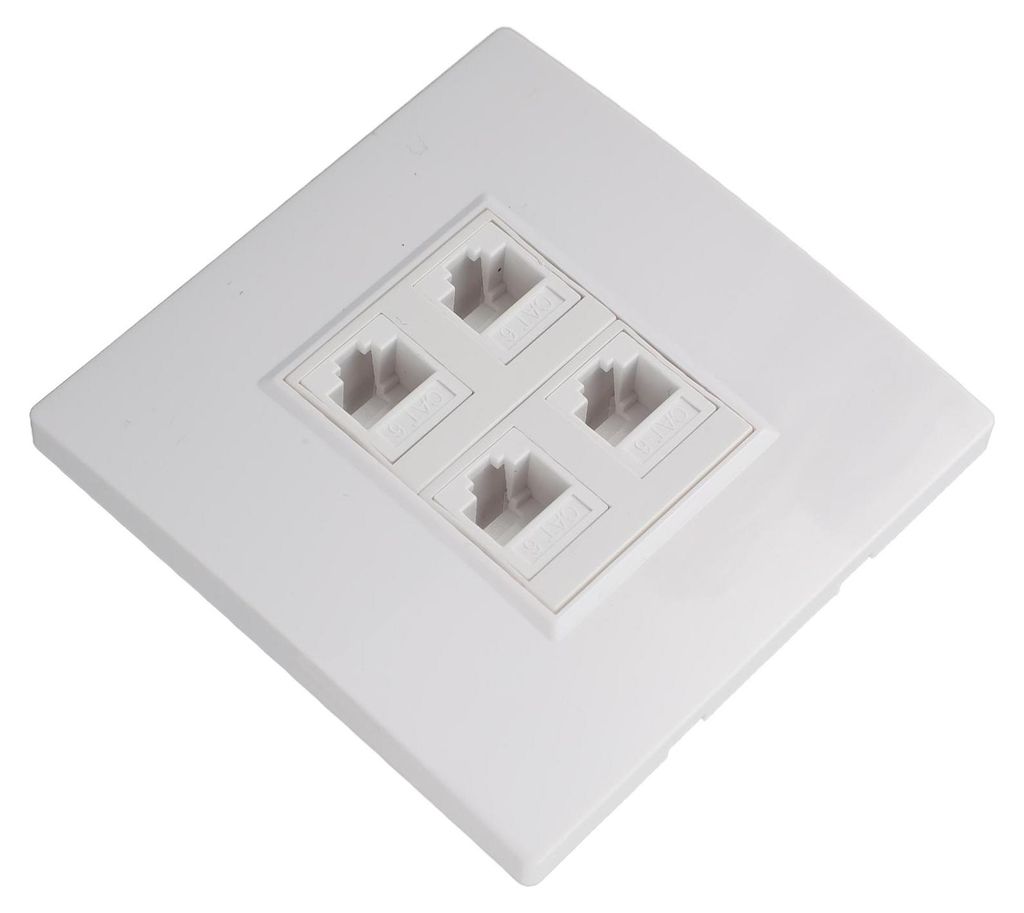 Cat 6 Ethernet Wall Plate 4 Port Female To Female Keystone Image du produit 