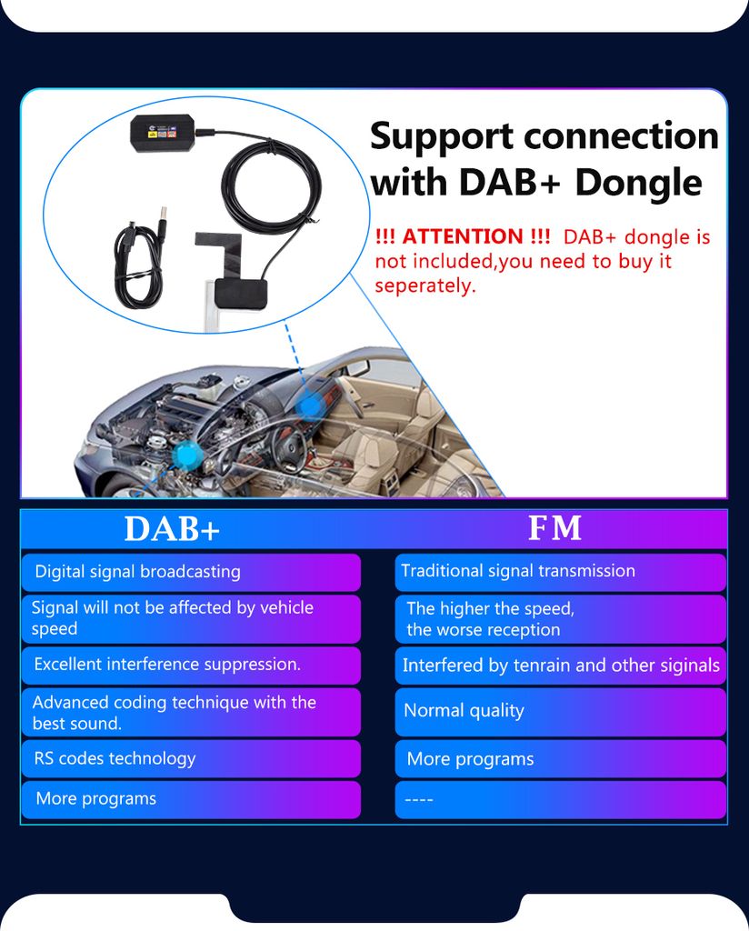 1+32G 7" Carplay Android 13 Autorádio GPS Navi FM WIFI BT Obrázok produktu 13