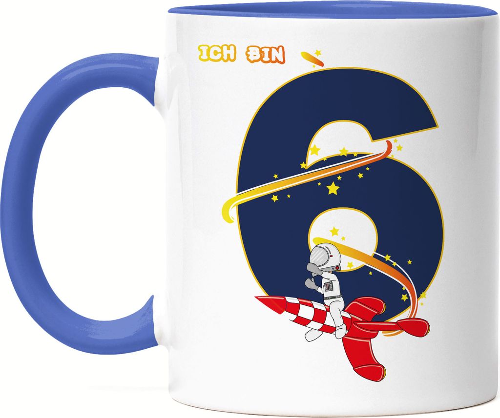 Ich Bin 6 Tasse Blau 6. Geburtstag Weltall Astronaut Fans Rakete Geschenkidee 6 Jahre Alt