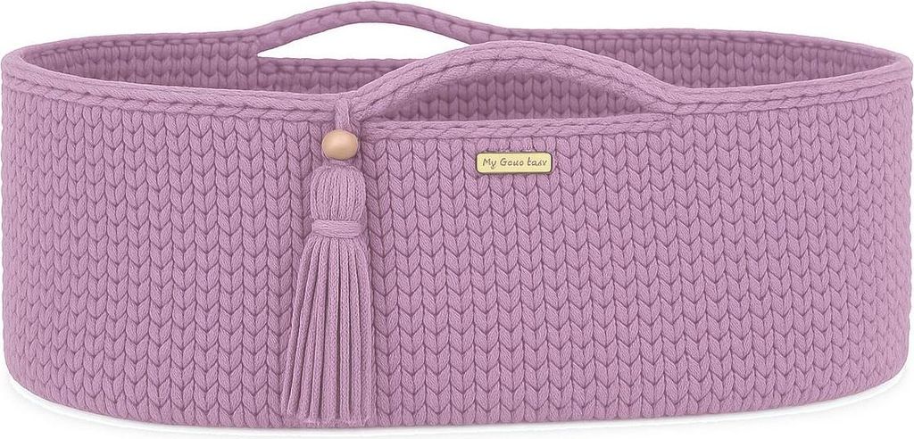 Handgemachter Boho-Baumwoll-Moseskorb mit Matratze - Produktbild 