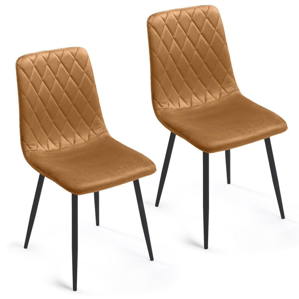 Lina Elisia Esszimmerstuhl im modernen Design - Samt - Bequemer Stuhl für Ihr Esszimmer, hochwertiger Stoff, ergonomische Form - 2er Set - Ocker...