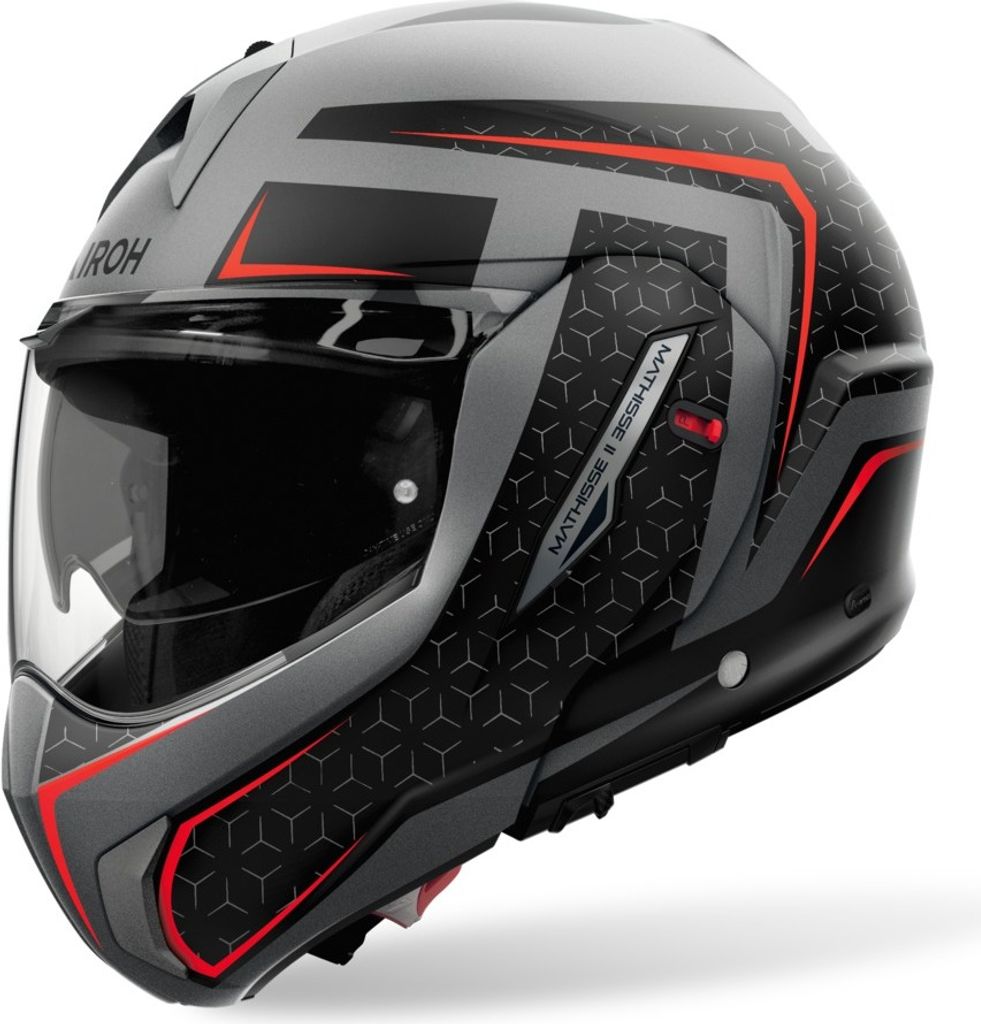 Flip Up Helm Schutzhelm Crosshelm AIROH MATHISSE 2 Magnet Rot Grau Größe XS