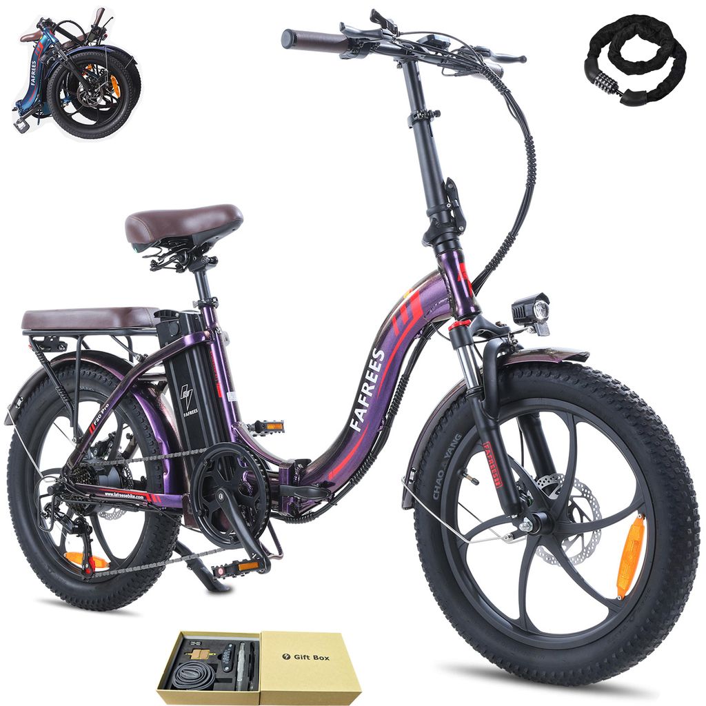 Elektrofahrrad 20 zoll Rostfreie Aluminiumlegierung 36 V 18 Ah 648 Wh bis zu 120 - 150 km Wasserdicht IPX5 Pedelec klapprad 7 Gang, Lila
