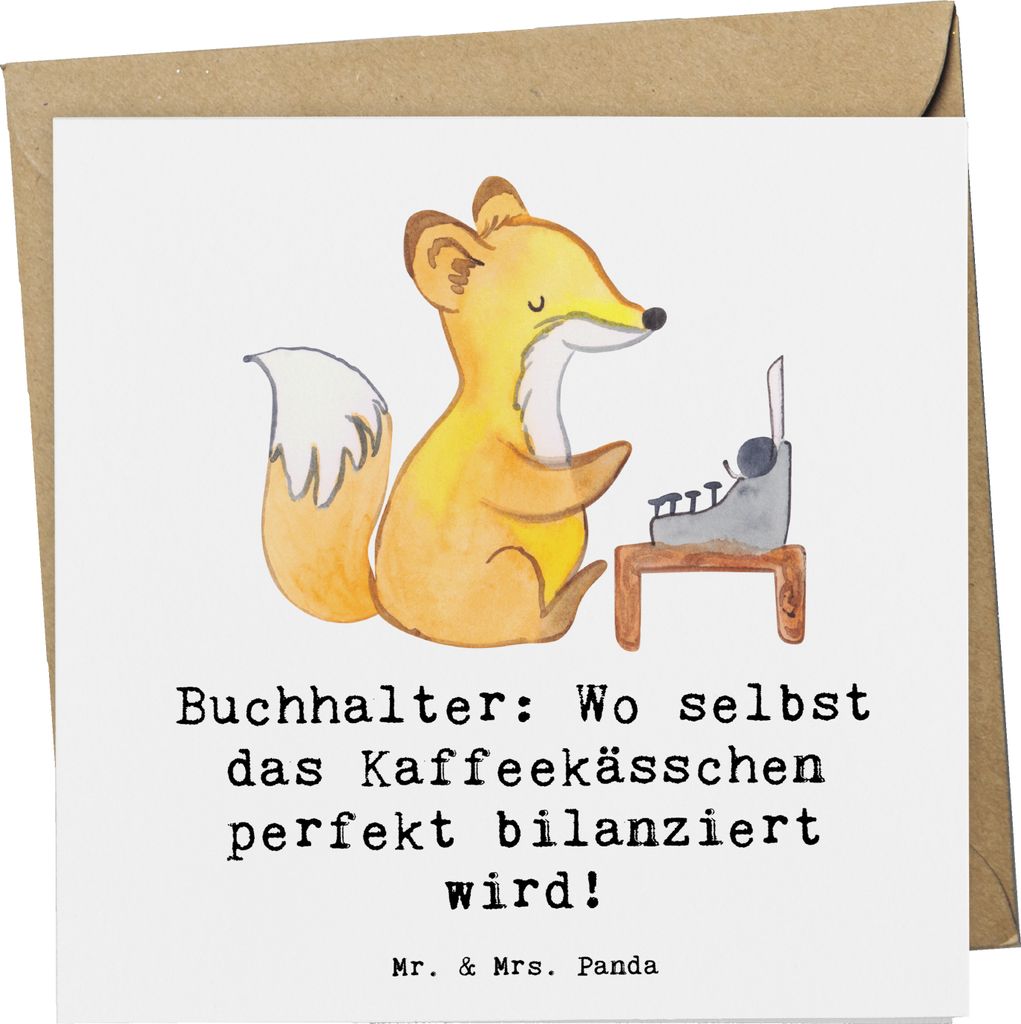 Mr. & Mrs. Panda Grußkarte Buchhalter Balance - Weiß - Produktbild 