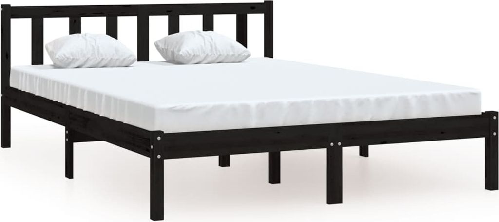 "2026 Aktion"Massivholzbett - CLORIS - Doppelbett - Robust und langlebig - Schwarz Kiefer 135x190 cm - Einfache Montage - - NeuMöbel5791555