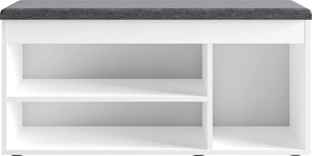 KOMTO Schuhbank mit Sitzfläche - Schuhregal Bank mit Stauraum Schuhschrank mit Sitzbank Flur Bank Garderobenbank Sofia 100 x 48 x 32 cm Weiß