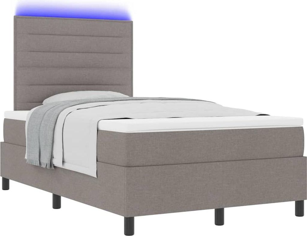 Boxspringbett mit Matratze mit LED Taupe 120 x 190 cm Stoff