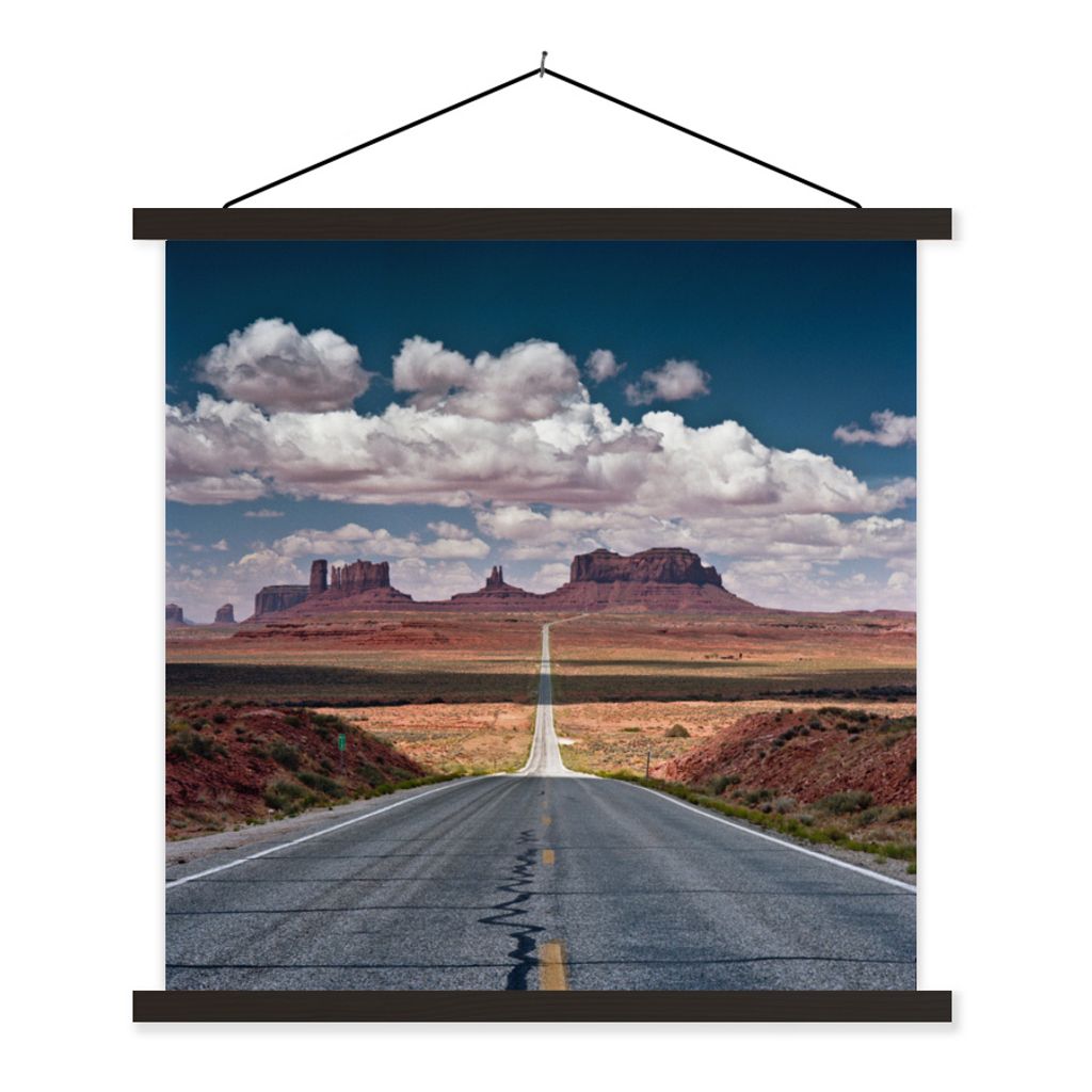 MuchoWow Textilposter Der Weg zum Monument Valley in Amerika 90x90 cm mit schwarzem Rahmen - Magnetisches