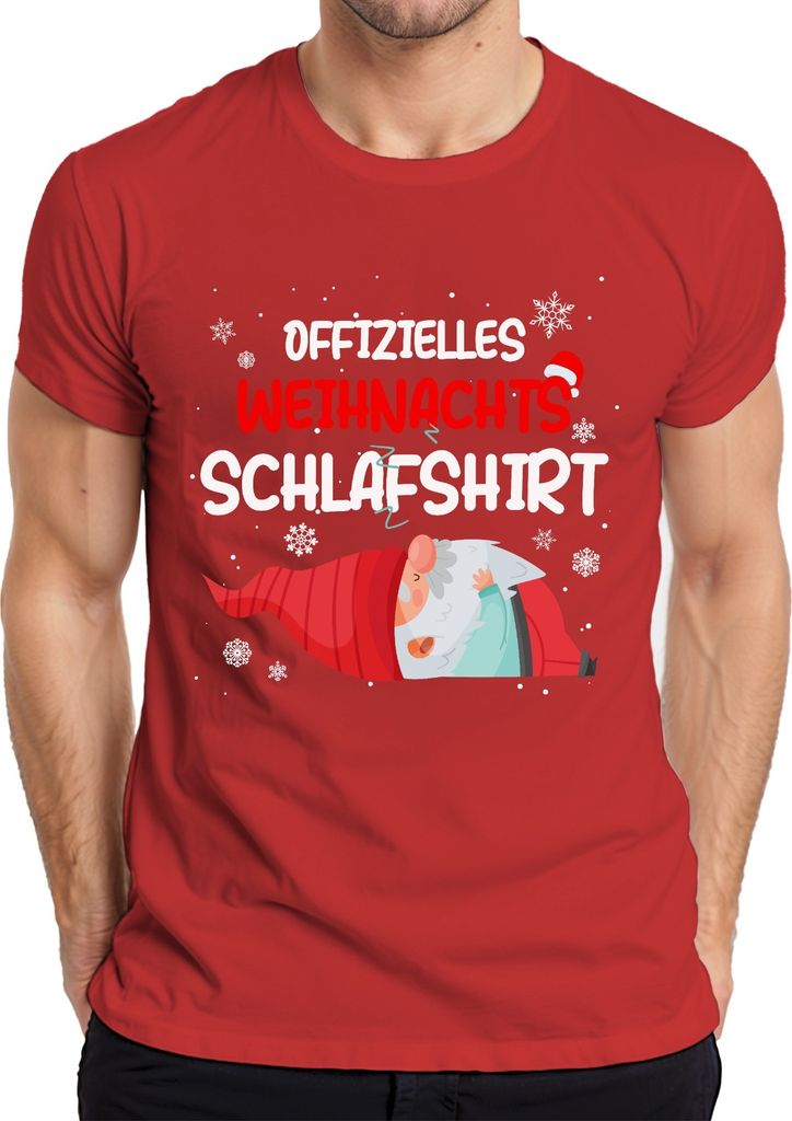 Offizielles Weihnachts-Schlafshirt Gnom Wichtel - Weihnachten Xmas Christmas Herren T-Shirt, Rot, S