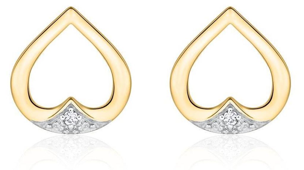 Unique Ohrstecker Herzen aus 585er Gold mit Diamanten