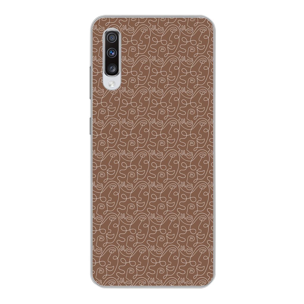 MuchoWow Handyhülle Schutzhülle Hülle für Samsung Galaxy A70 Gesicht - Muster - Abstrakt Silikon Softcase Handy Hülle - Schutzhaube