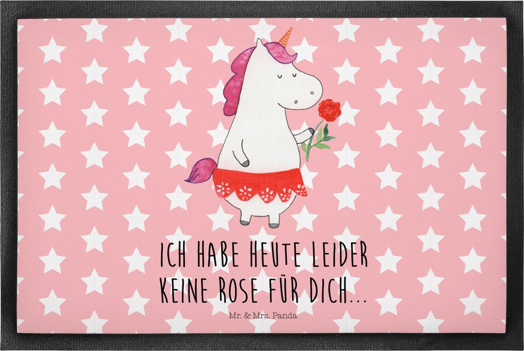 Mr. & Mrs. Panda fußmatte Einhorn Dame 40 x 60 cm - Rot Pastell - Geschenk, Fußabstreifer, flurmatte, Schmutzfangmatte, Einhörner, Unicorn, Tren...