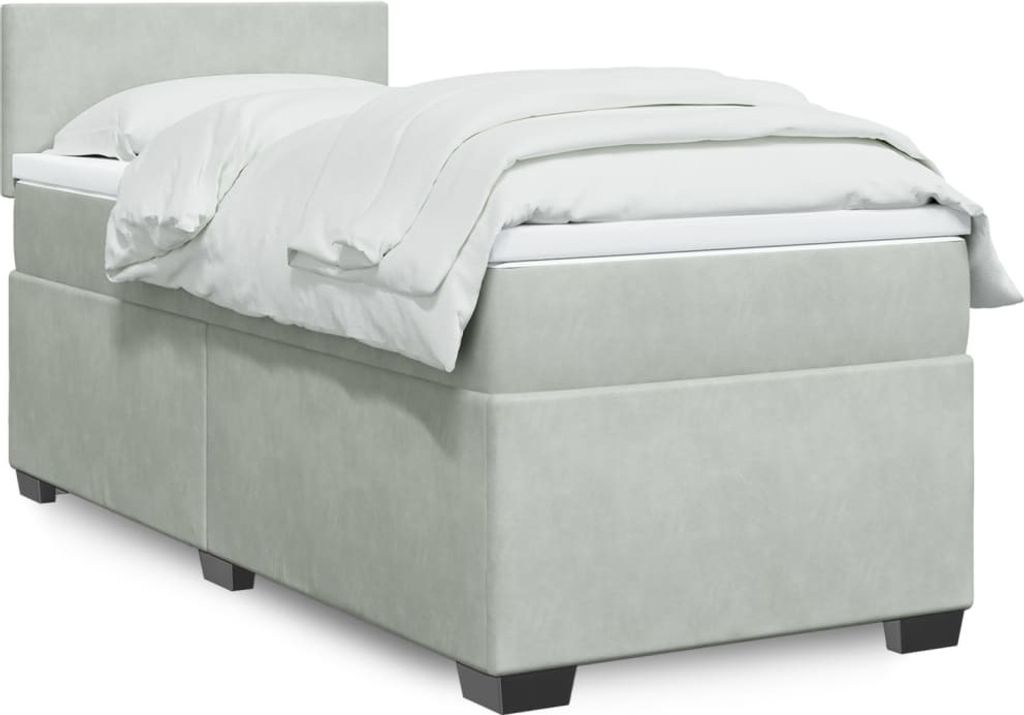 Maison Exclusive - Boxspringbett mit Matratze Hellgrau 90x190 cm Samt