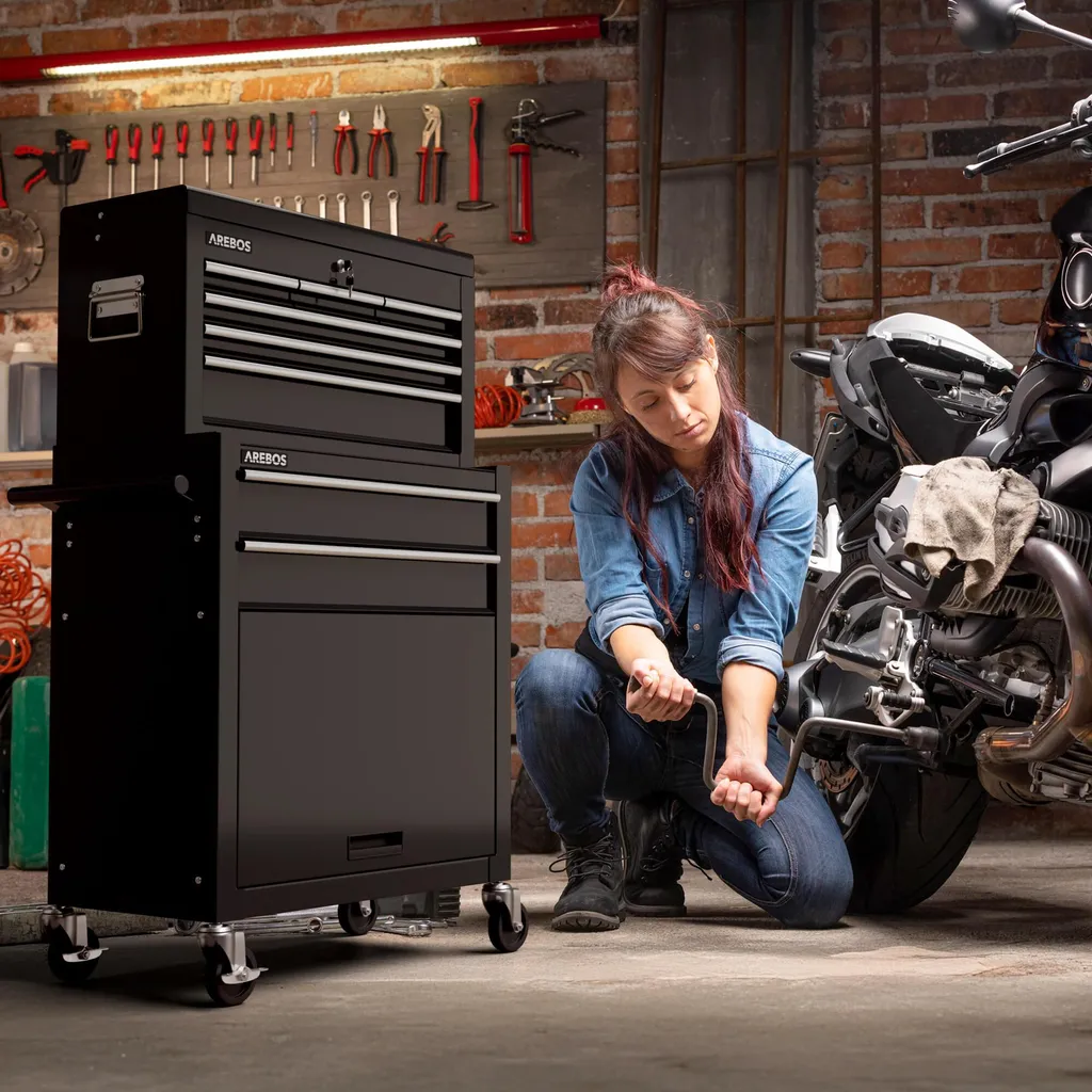 Chariot d'outils verrouillable 9 compartiments et coffre détachable - 2