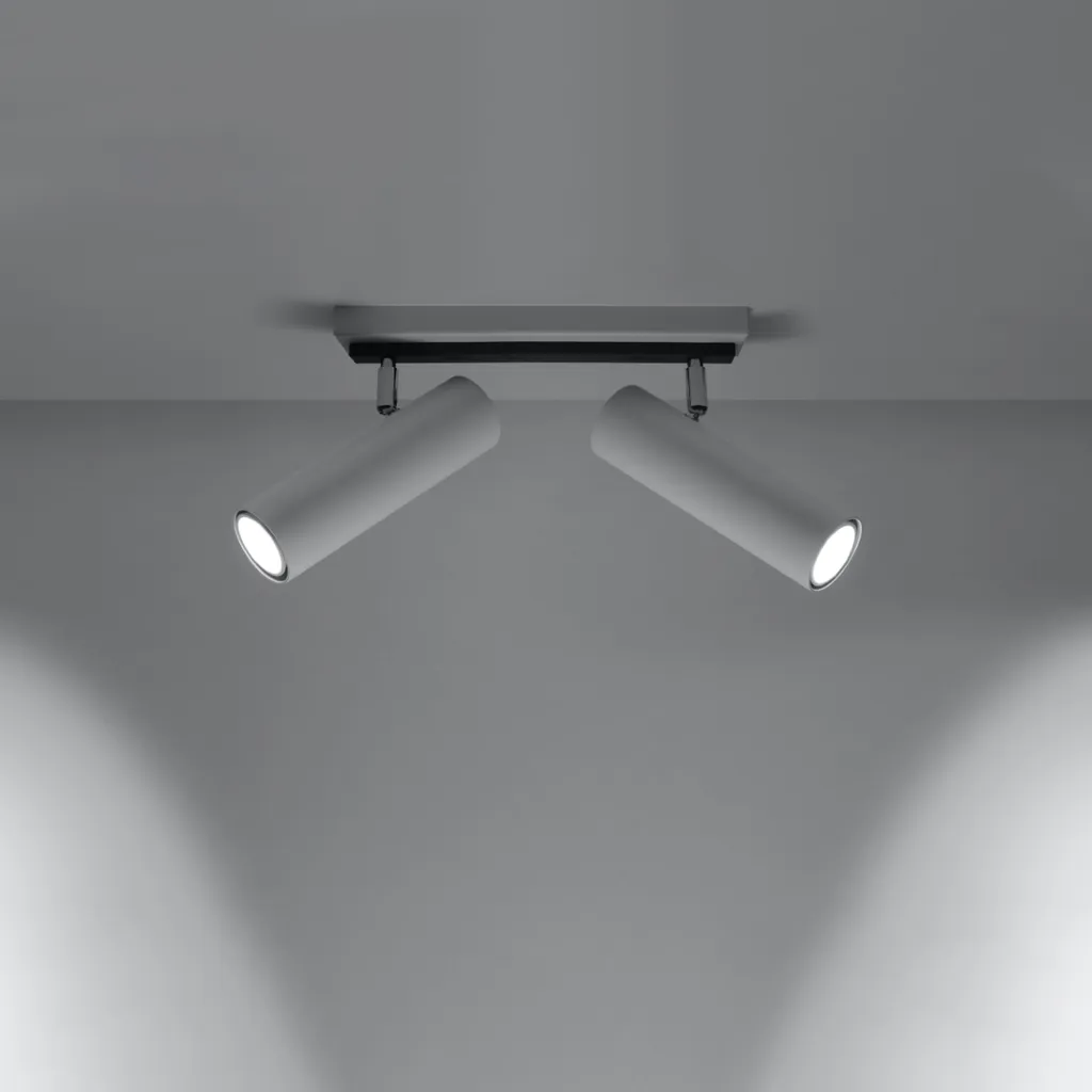 Plafonnier blanc 2 spots GU10 DIREZIONE 2 acier robuste 20x6x30 cm