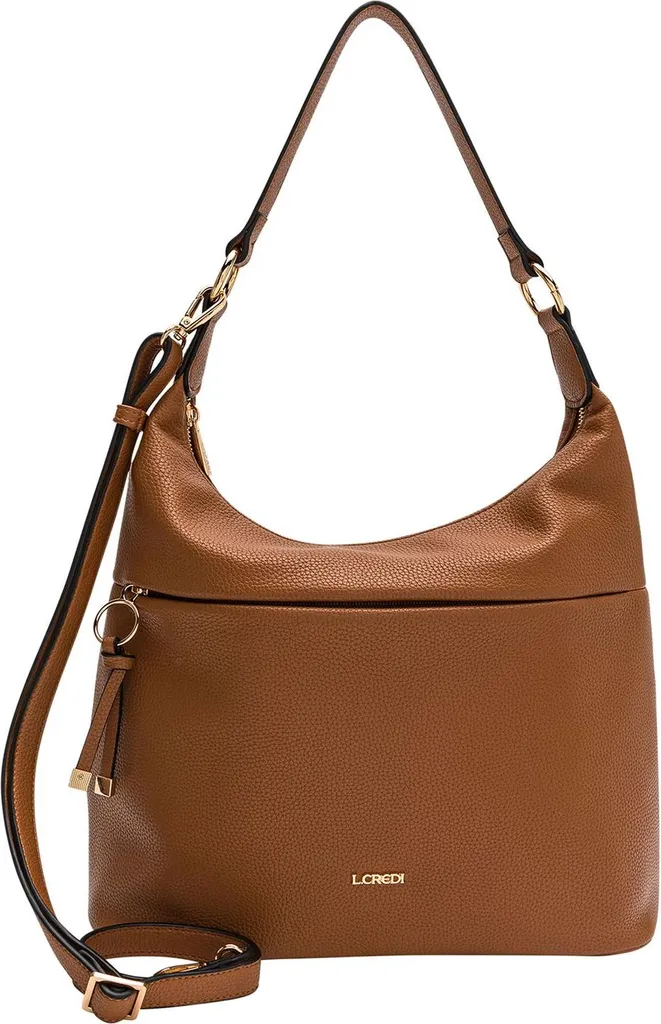 Sac Bandoulière Maite Hobo L.CREDI Cognac avec Finitions Premium Brun