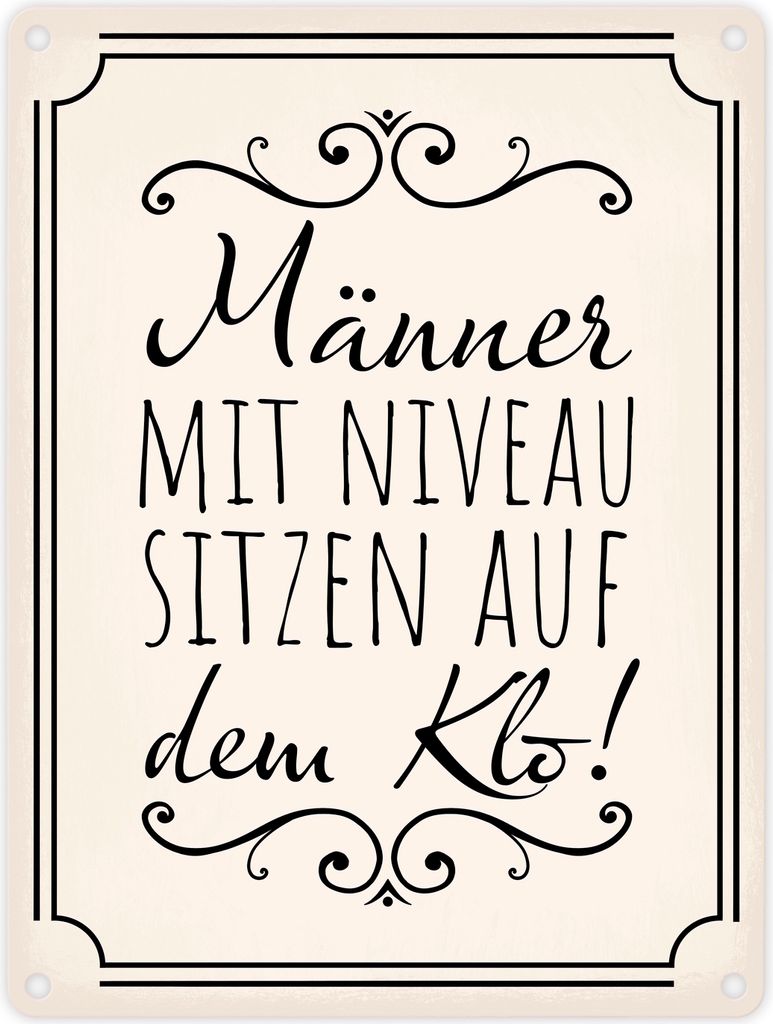 Männer mit Niveau sitzen auf dem Klo Metallschild in 15x20 Produktbild 