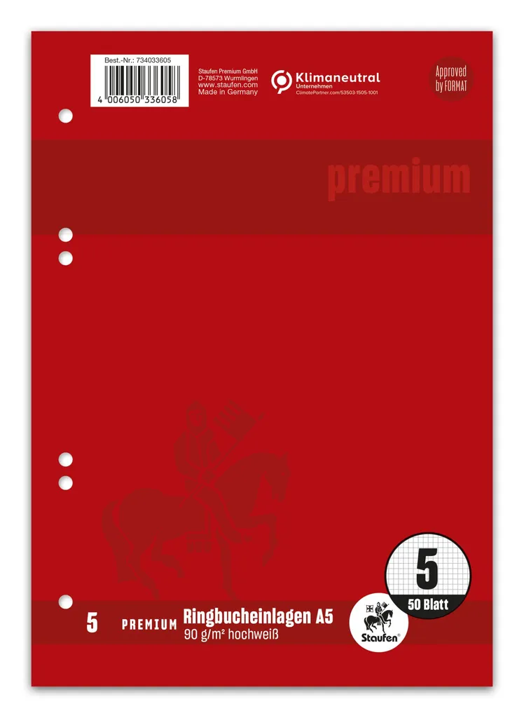 Ricariche Staufen A5 Premium per la Scuola - 10 Pacchi Risparmio