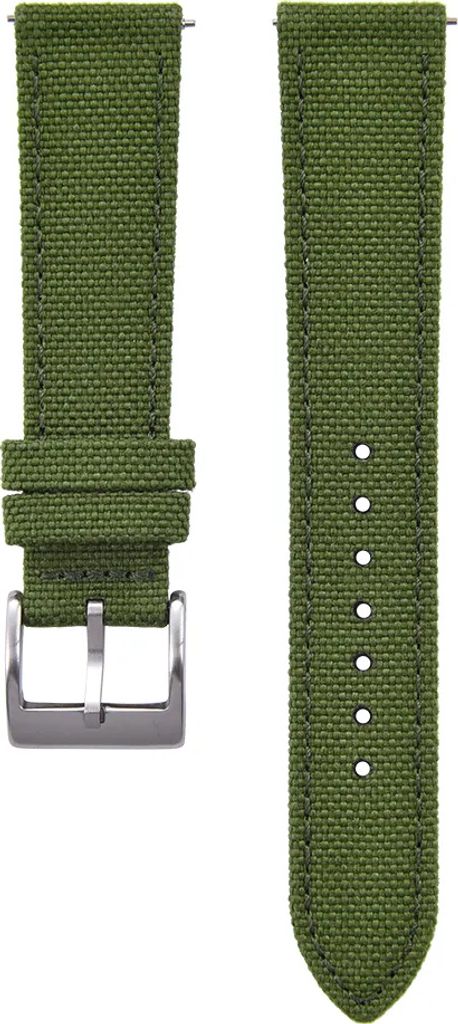 CHROONOO Segeltuch Uhrenarmband - Grün, 20 mm, Silber gebürstet