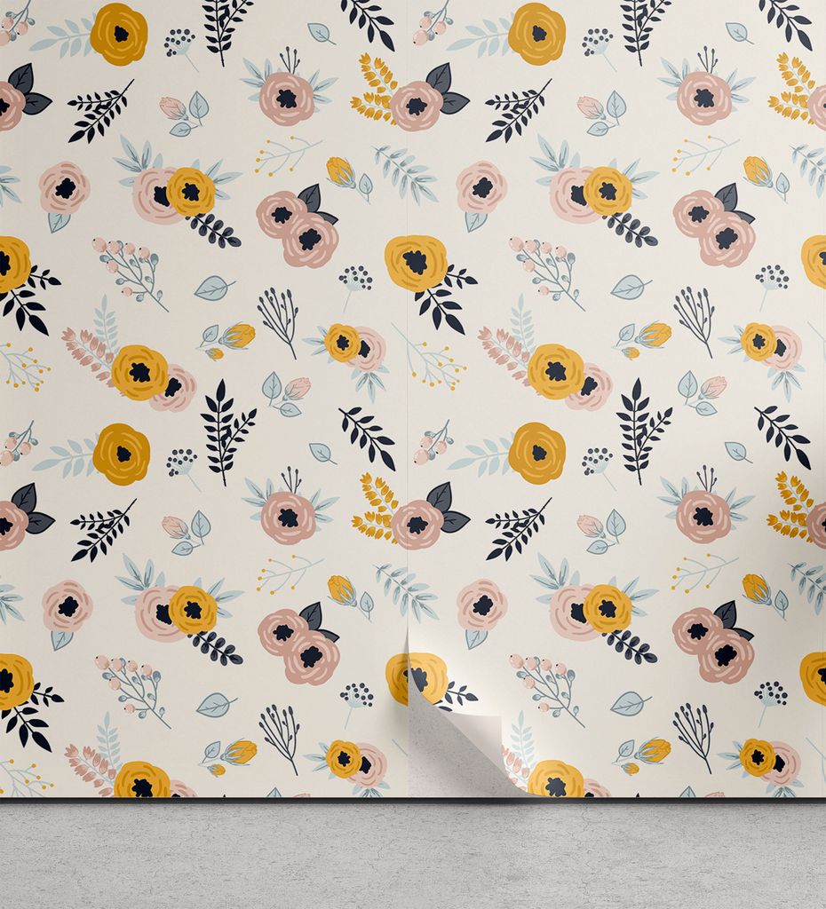 ABAKUHAUS Frühling abziehbare & klebbare Tapete für Zuhause, Pastell Romantische Natur-Kunst, selbstklebendes Wohnzimmer Küchenakzent, 33 cm x 2...