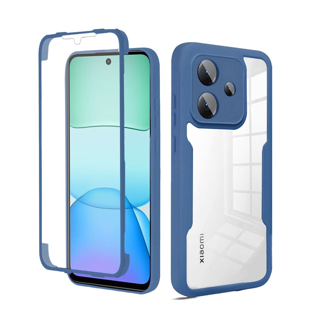 360 Grad Handyhülle für Xiaomi Redmi 13 /Poco M6 Schutz Hülle mit Displayschutz Blau