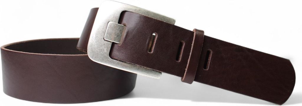 FRONHOFER Breiter Herrengürtel 4,5 cm, Vollrindleder, Gürtelschnalle Breitdorn, silber