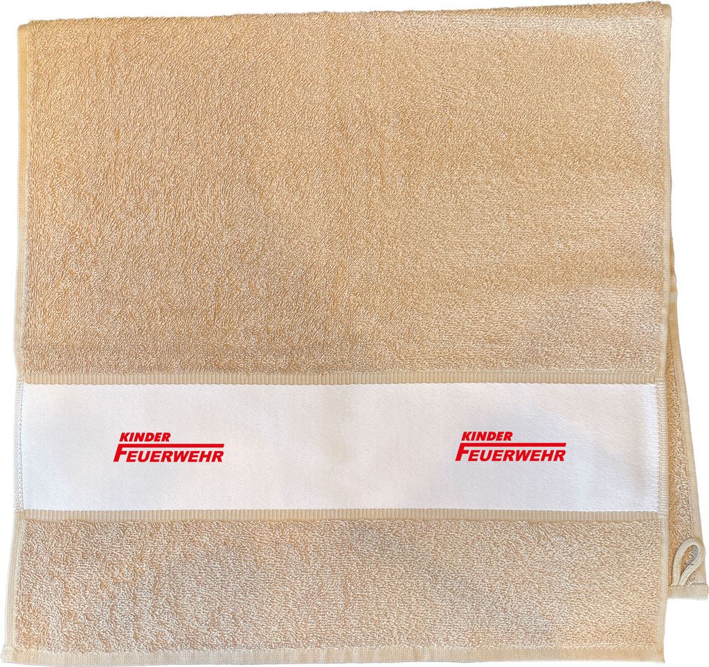 Huuraa Handtuch Kinder Feuerwehr Schriftzug 50x100cm Sand Baumwolle Handtuch Geschenkidee