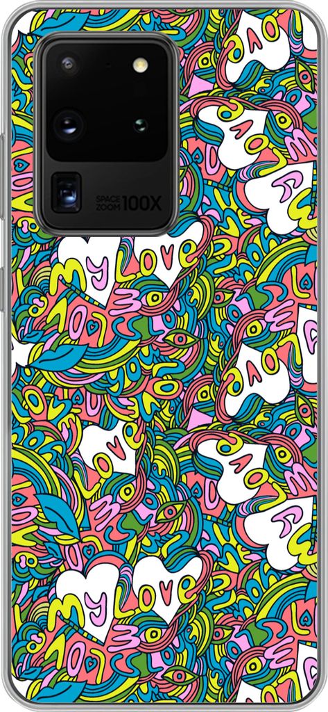 MuchoWow Handyhülle Schutzhülle Hülle für Telefoonhoesje Samsung Galaxy S20 Ultra Mädchen - Liebe - Muster - Liebe - Kinder - Kinder Silikon...