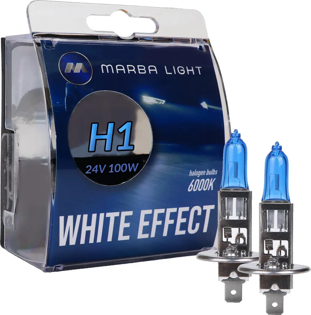 Kit Lampade H1 100W 24V Effetto Xenon Bianco Marba Light - Alta Resa