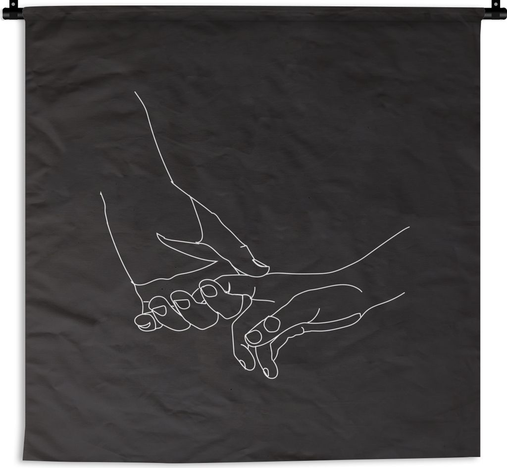 MuchoWow Wandteppich Wandbehang Hand - Liebe - Strichzeichnung 150x150 cm Tapisserie Dekoration Wandtuch - Wohnaccessoires - Modernes