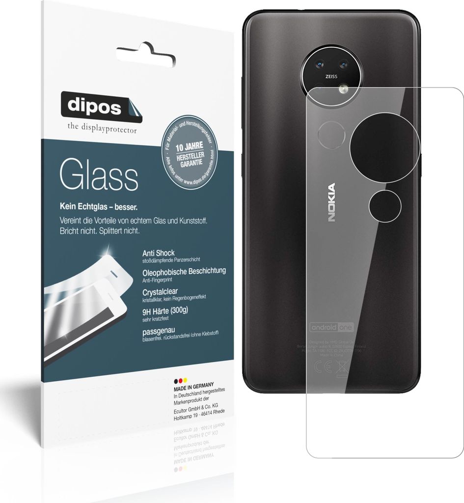 1x Schutzfolie für Nokia 7.2 Rückseite - Anti-Shock 9H Folie dipos Glass Kunststoffglas