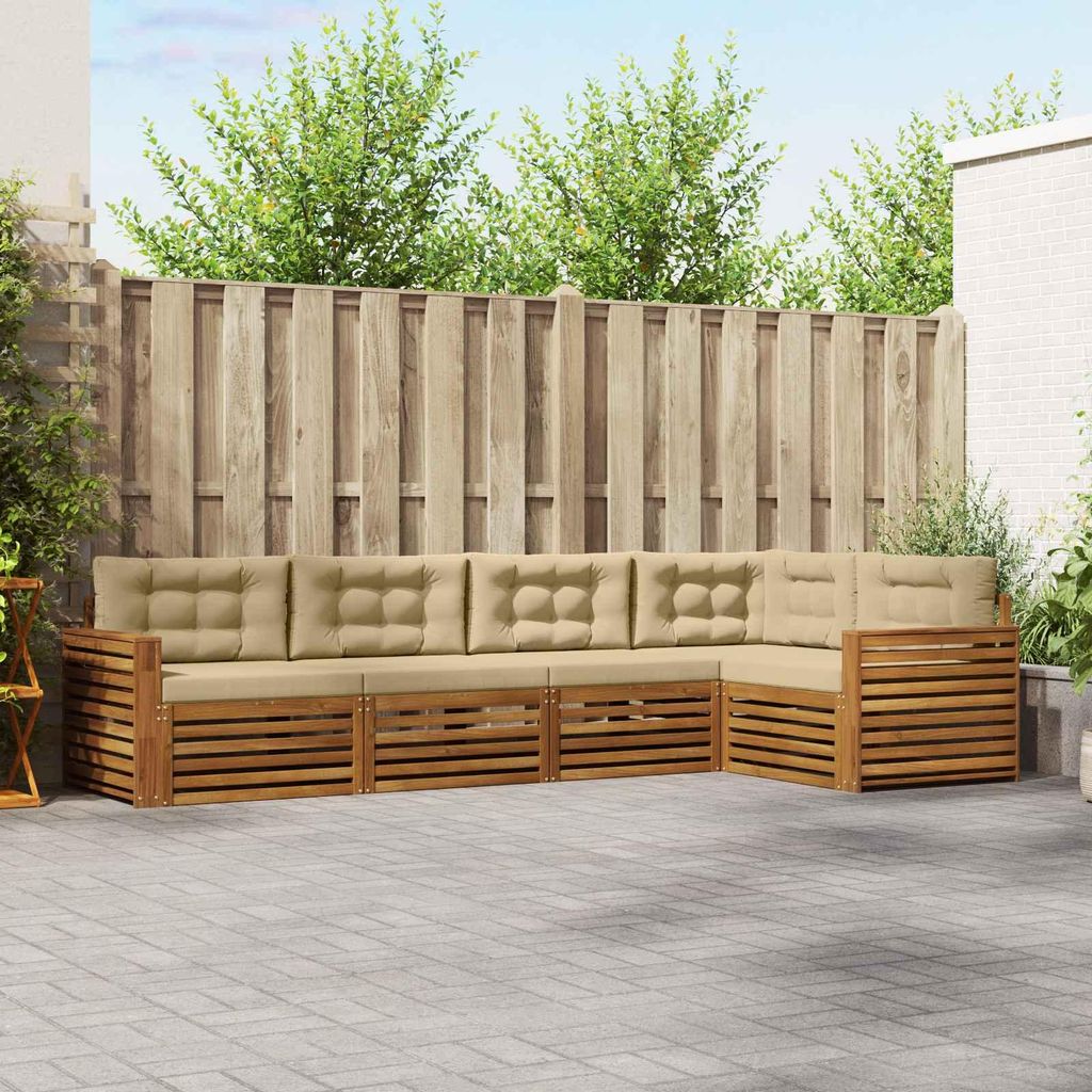 "im Sonderangebot"Outdoor-Sofagarnitur - CLORIS - Balkonmöbe/Sitzgruppe - mit Kissen 5 pcs - Moderne Design - Natur und Beige - Gartensofas Promot...