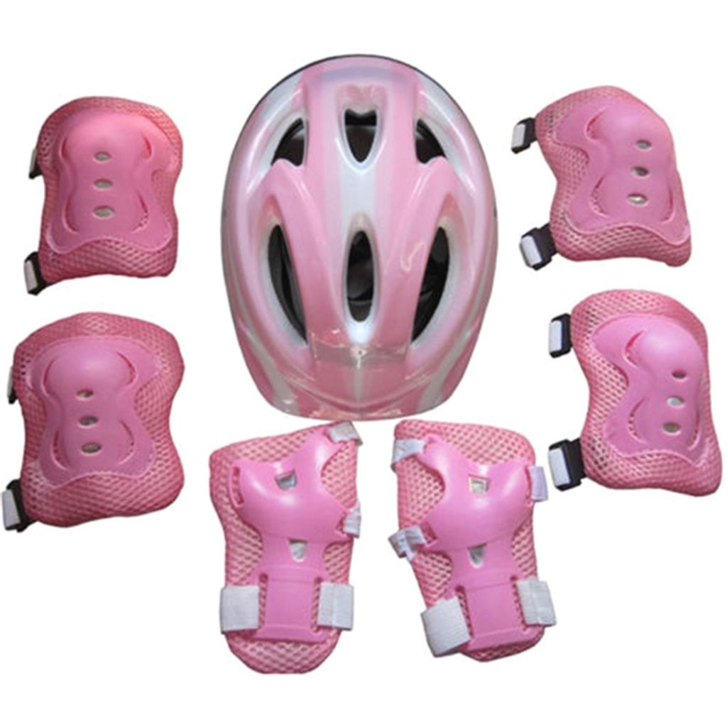 7pcs Knieschutz Ellbogenschützer Safety Fahrrad Helm Skateboard Schutz Pad Set 
