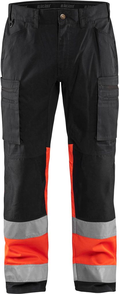High Vis Arbeitshose Mit Stretch "1551 " - Blakläder Schwarz/High Vis Rot C144