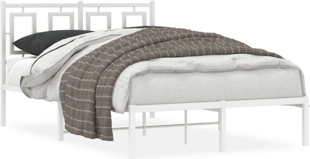 Maison Exclusive - Bettgestell mit Kopfteil Metall Weiß 120x200 cm