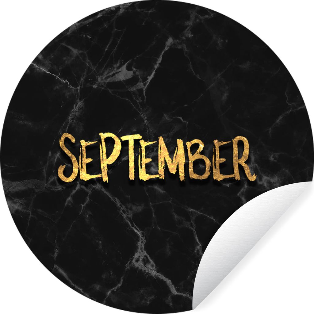 MuchoWow Runde Wandtattoo - Wandsticker Tapete Aufkleber Kalender - September - Gold - Marmor Ø 30 cm Selbstklebend und Repositionierbar - Wanda...