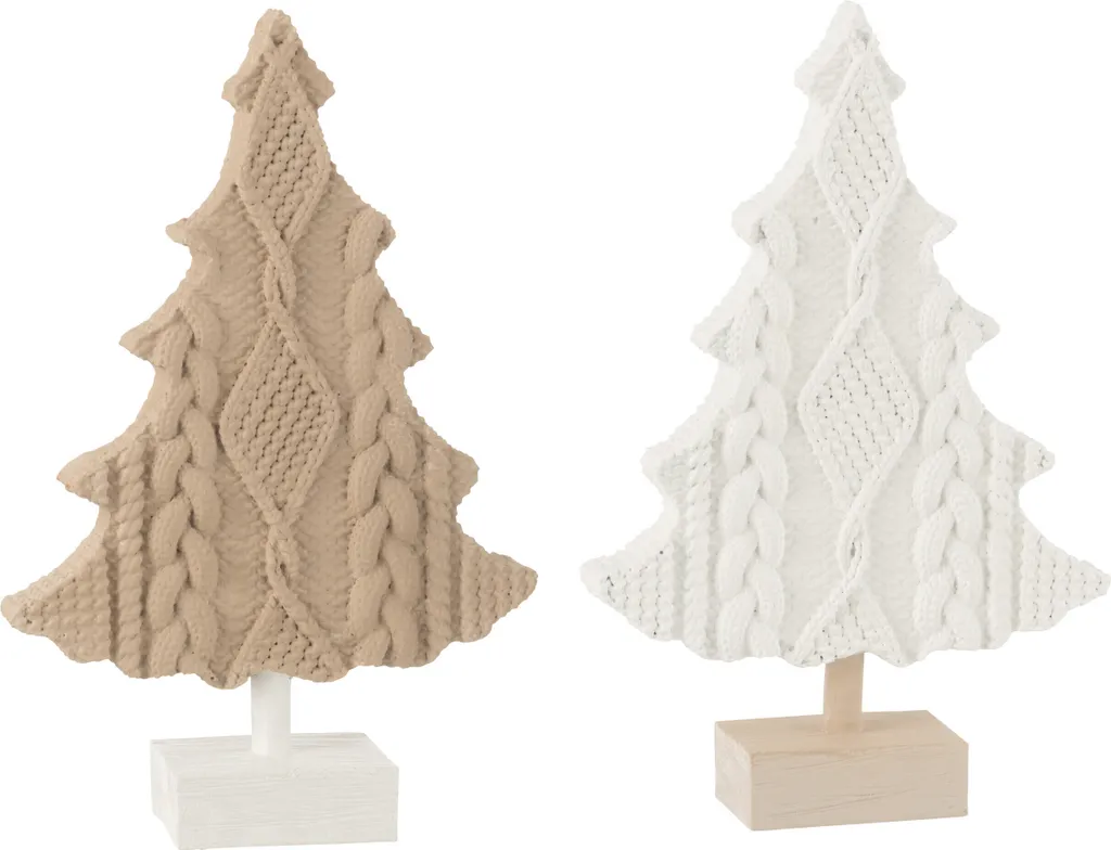 Arbre à tricoter J-Line en résine effet maille Blanc/Beige Design