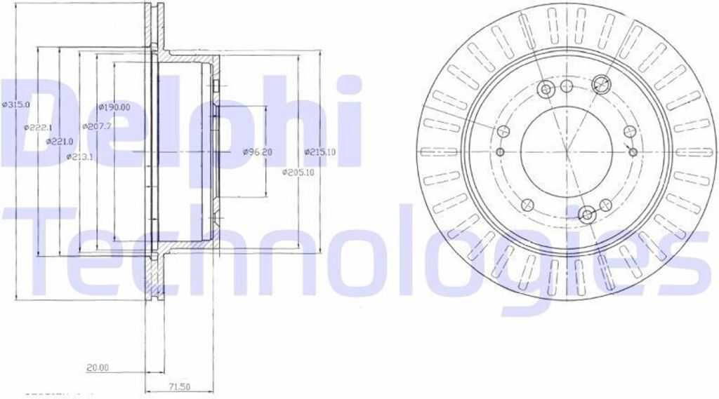 2x DELPHI Bremsscheibe BG4331 für KIA SORENTO I (JC) 78 5mm Produktbild 