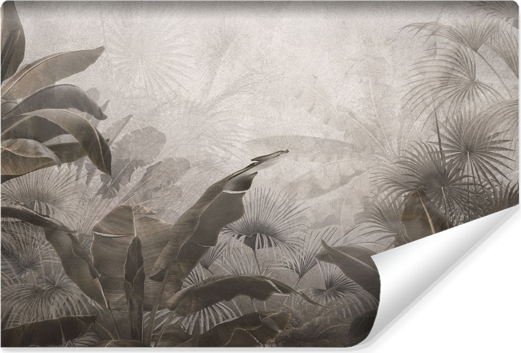 Muralo Selbstklebende Fototapete für Wohnzimmer tropische BLÄTTER Pflanzen Beton Retro Br. 208cm x Hö. 146cm