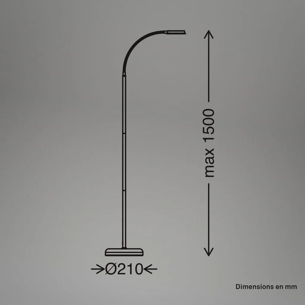 Lampadaire tactile orientable beige, lampe sur pied variable LED