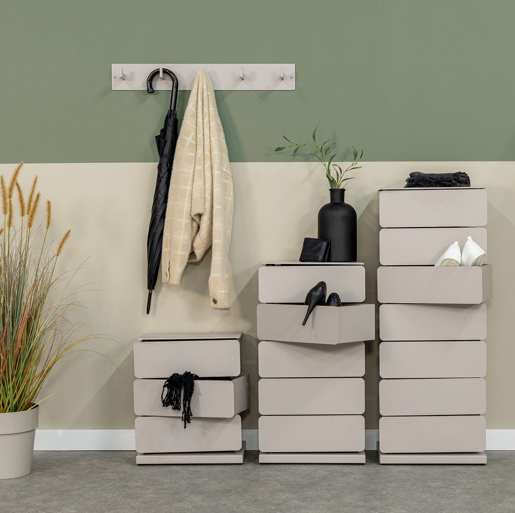 Schuhschrank Joey 7  Spinder Design aus Stahl Taupe -37 x Produktbild 