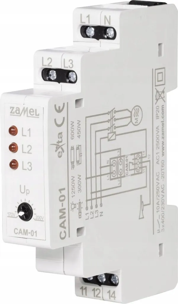 Zamel CAM-01 Relais de Contrôle Tension Asymétrique 230V 10A IP20