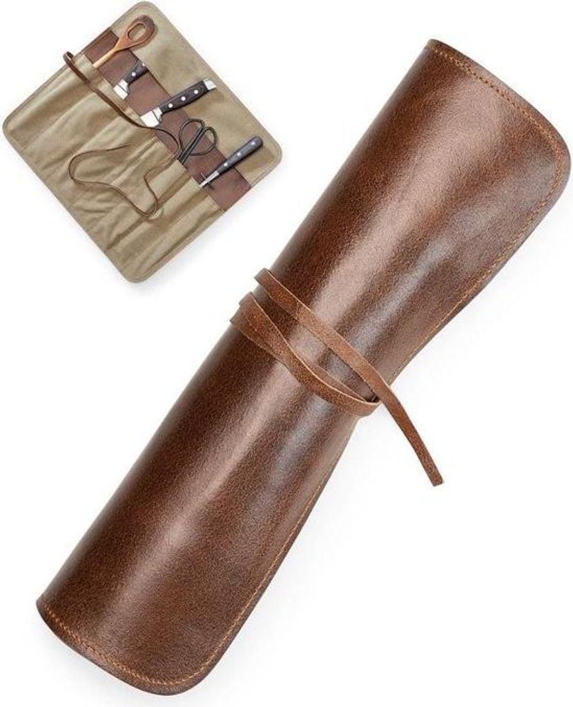 Rouleau à couteaux en cuir véritable, rouleau premium pour Image du produit 