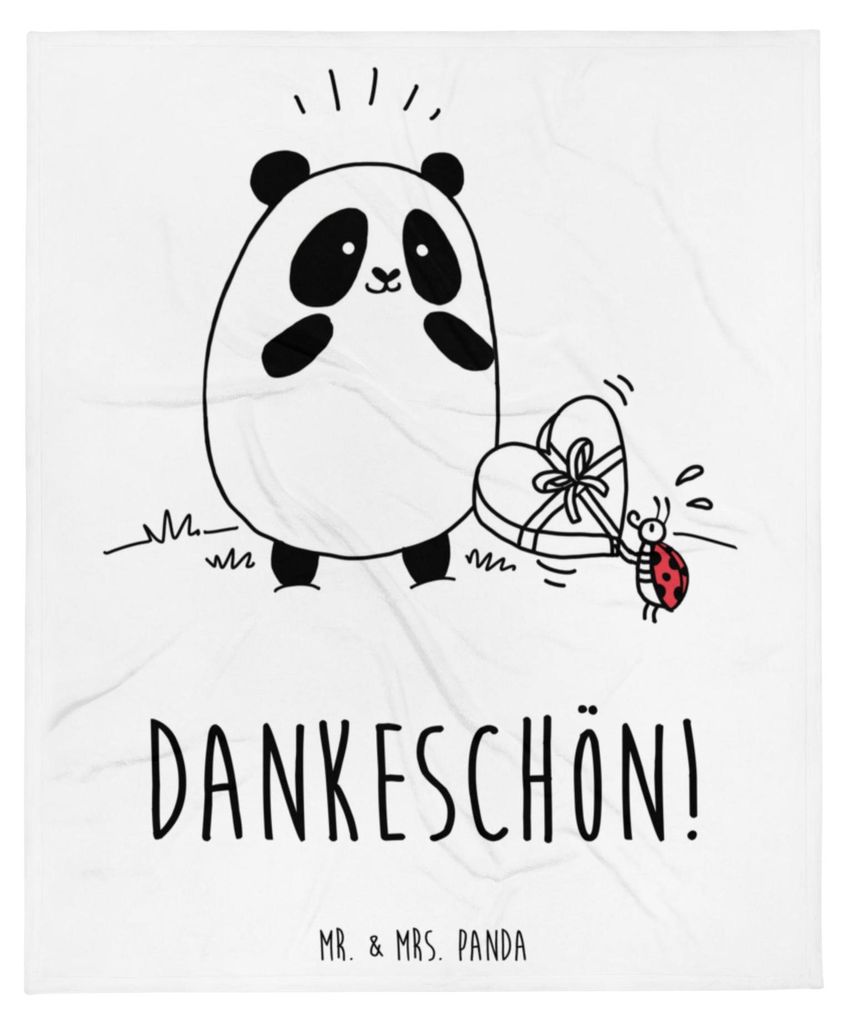 Mr. & Mrs. Panda Plaid Panda Dankeschön - Weiß - Geschenk, Winterdecke, Tagesdecke, Wohndecke, Bettdecke, Couchdecke, Decke