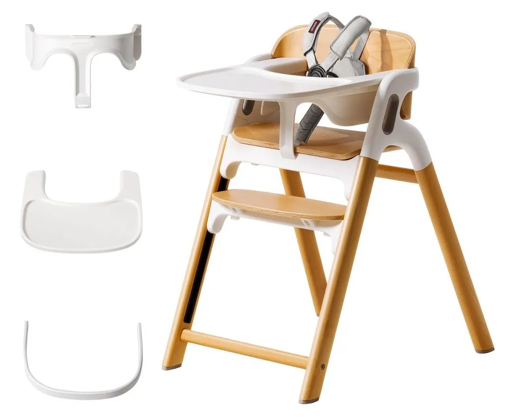 Chaise Haute Bébé Momcozy DinerPal idéale pour Repas en Famille Bois