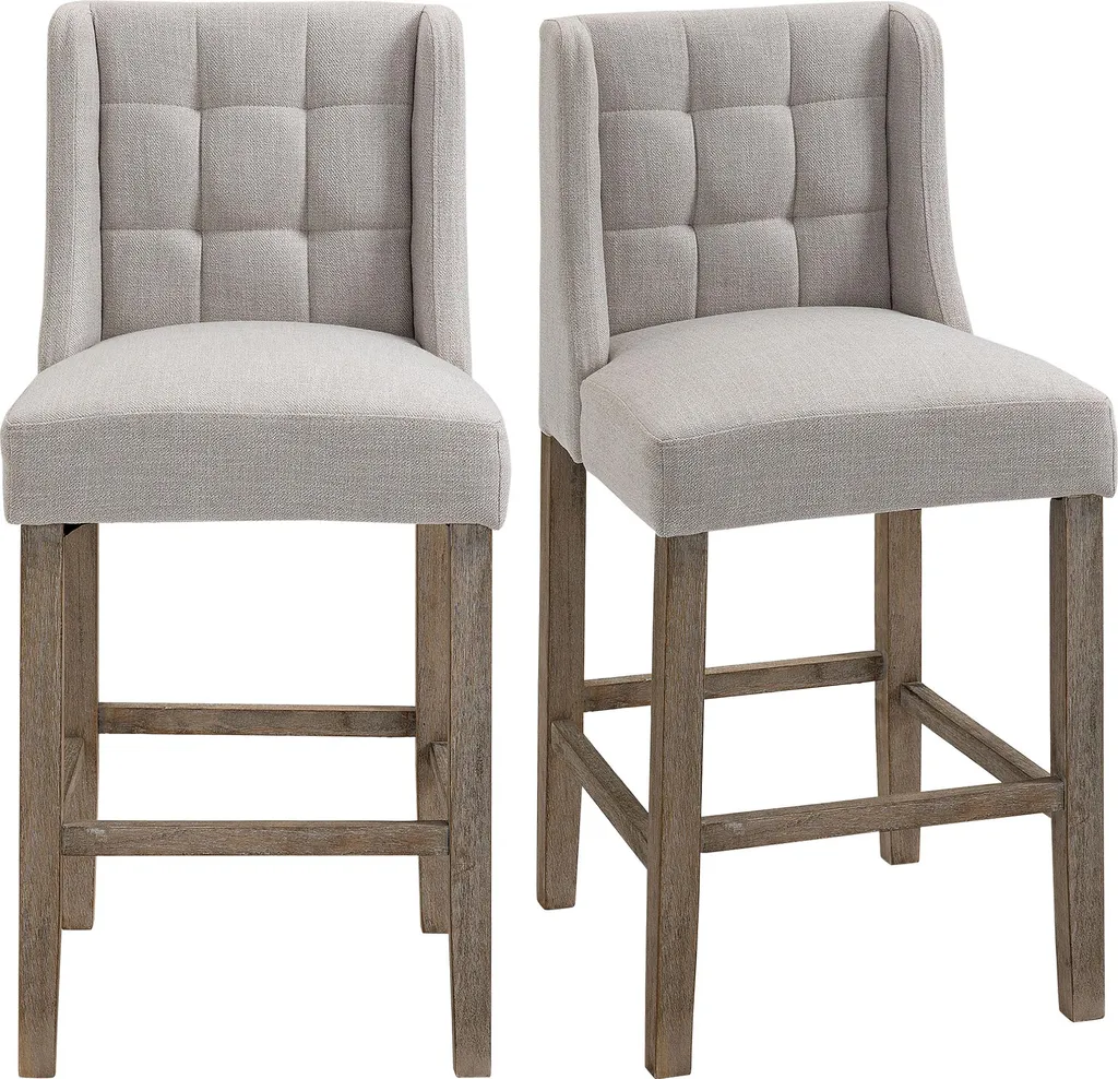 Tabouret de Bar Confortable avec Dossier et Repose-pieds Gris Lot 2